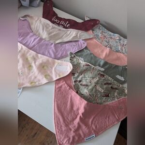 Baby Girl Lot Of 9 Bibs Bundle